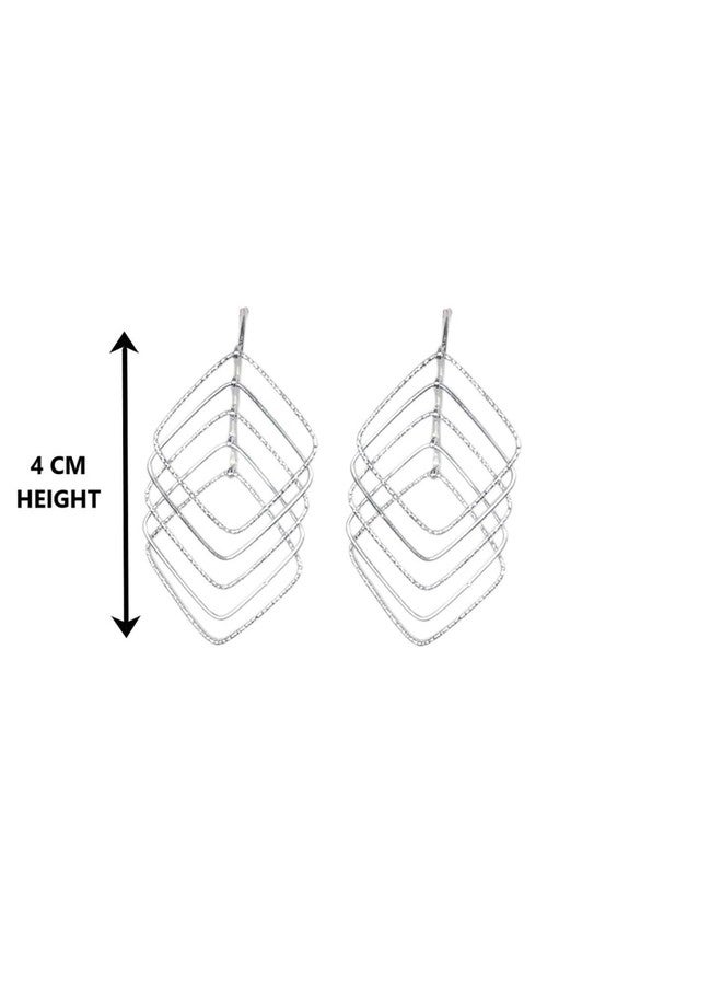 ELOISH Sterling Silver Square in Square Studded Huggie Earrings - Image 3
