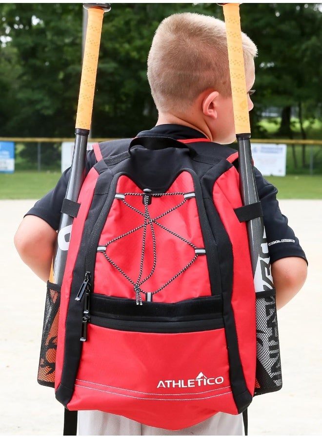 Athletico Athletico Youth Baseball Bat Bag - Backpack for Baseball, T-Ball & Softball Equipment & Gear for Boys & Girls Holds Bat, Helmet, Glove Fence Hook  - Image 5