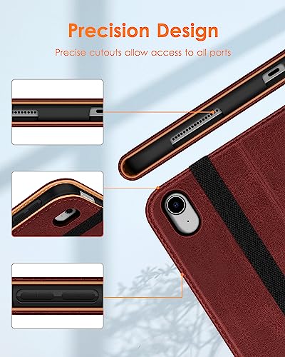 DTTO for iPad Air 11-inch Case M3/M2 (2025/2024), iPad Air 5th / 4th Generation (2022/2020), Premium Leather Business Folio Stand Cover with Pencil Holder - Auto Sleep/Wake, Burgundy Red - Image 4