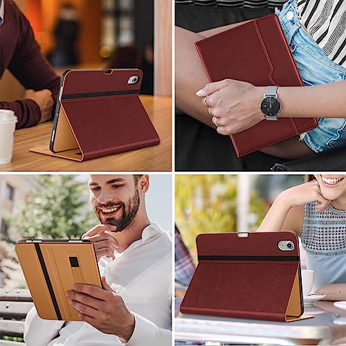 DTTO for iPad Air 11-inch Case M3/M2 (2025/2024), iPad Air 5th / 4th Generation (2022/2020), Premium Leather Business Folio Stand Cover with Pencil Holder - Auto Sleep/Wake, Burgundy Red - Image 5