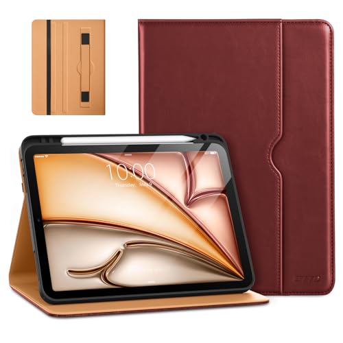 DTTO for iPad Air 11-inch Case M3/M2 (2025/2024), iPad Air 5th / 4th Generation (2022/2020), Premium Leather Business Folio Stand Cover with Pencil Holder - Auto Sleep/Wake, Burgundy Red - Image 1