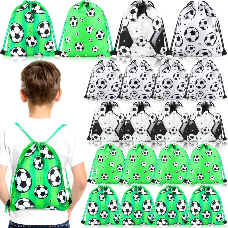 Shappy 16 Pcs Soccer Drawstring Bag Football Party Favor Backpack Sports Football Treat Bags Gift for Team Soccer Theme Birthday - Image 1