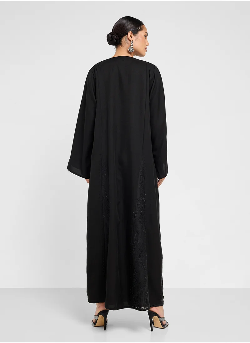 هيا كلوزيت Black Embellished Abaya with Sheila