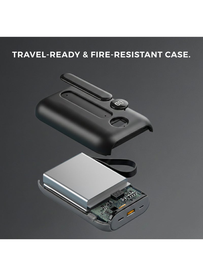 تراندز بنك طاقة (باور بانك) تراندس بسعة 20000 مللي أمبير في الساعة، شحن سريع بقدرة 22.5 واط مع كابلات مدمجة (USB-C و Lightning)، شاشة عرض رقمية LED وحماية متعددة - متوافق مع أجهزة آيفون وأندرويد، موديل PB3673 - Image 4