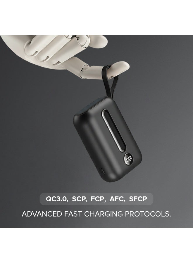 تراندز بنك طاقة (باور بانك) تراندس بسعة 20000 مللي أمبير في الساعة، شحن سريع بقدرة 22.5 واط مع كابلات مدمجة (USB-C و Lightning)، شاشة عرض رقمية LED وحماية متعددة - متوافق مع أجهزة آيفون وأندرويد، موديل PB3673 - Image 5