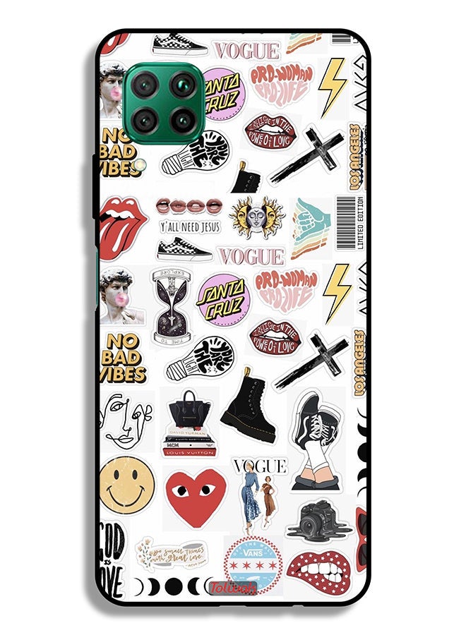 Tolwak Huawei P40 lite 4G Protective Case Cover No Bad Vibes Stickers - Image 2
