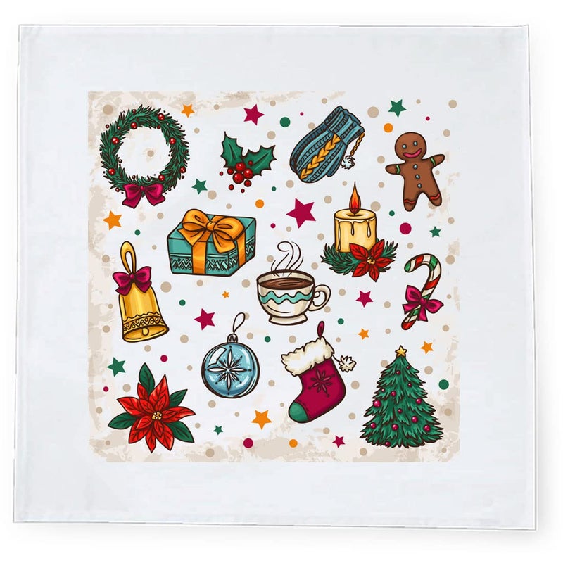 Khakee 6 Pcs Christmas Theme Silk Table Napkins 10x 10 For Xmas Decoration Christmas Ornaments Christmas Giftxmas21670 - Image 3