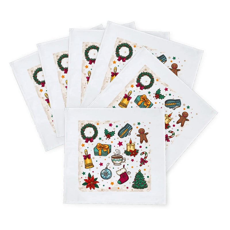 Khakee 6 Pcs Christmas Theme Silk Table Napkins 10x 10 For Xmas Decoration Christmas Ornaments Christmas Giftxmas21670 - Image 2