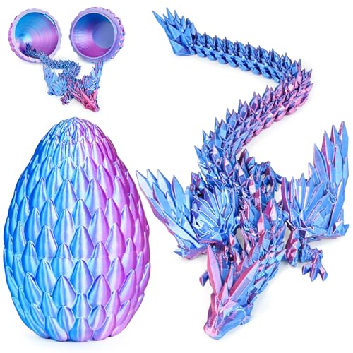 Olee Odee 3D Printed Dragon Eggs with Articulated Fly Dragon Inside Collectible Figurines Fidget Toy for Adults Kids Birthday Easter Christmas White Elephant Gifts for Friends ColleaguesBlue Pink M size - Image 1