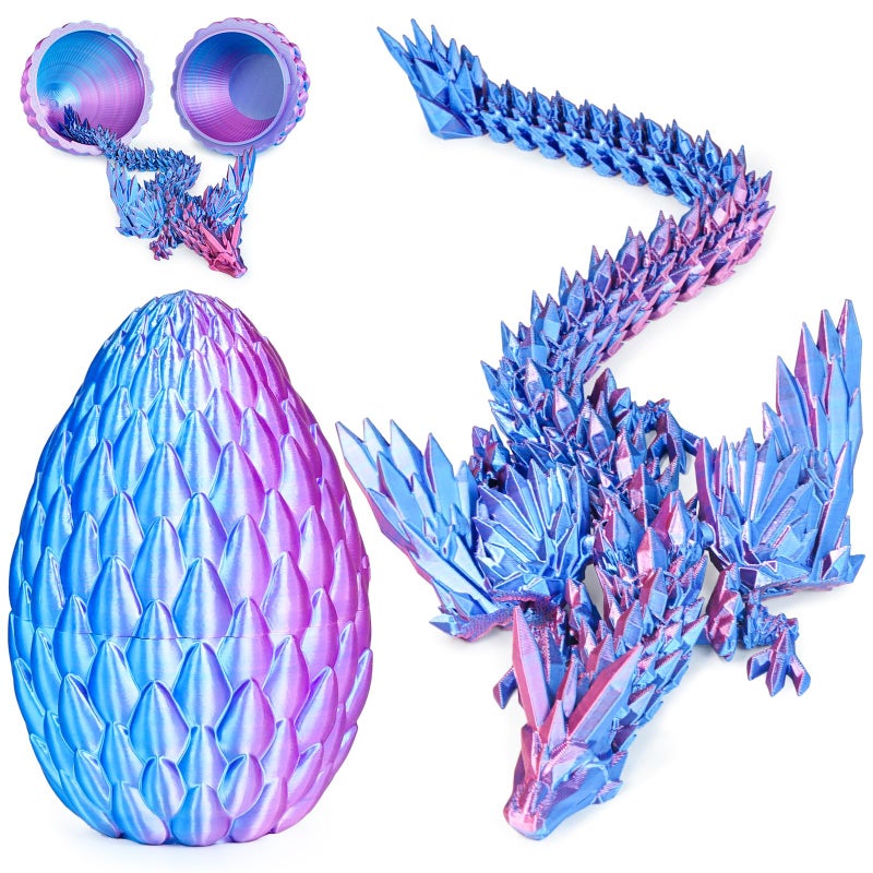 Olee Odee 3D Printed Dragon Eggs with Articulated Fly Dragon Inside Collectible Figurines Fidget Toy for Adults Kids Birthday Easter Christmas White Elephant Gifts for Friends ColleaguesBlue Pink M size - Image 3