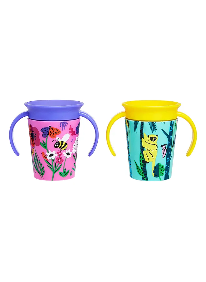 Munchkin Miracle 360 Wildlove Trainer Cup 6 Oz/ 177 Ml 2 Pack Bee/lemur