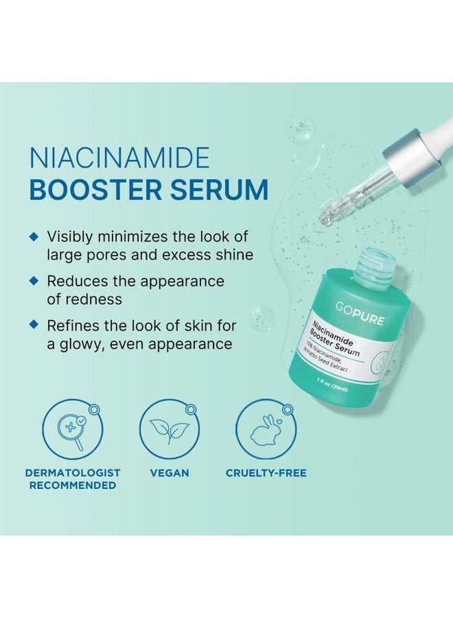 goPure 10% Niacinamide Serum Booster - Redness Reducing Skin Care, Reduces the Look of Skin Discoloration and Large Pores in Soothing Formula with Natural Extracts to Even Skin Tone - 1 fl oz - Image 2