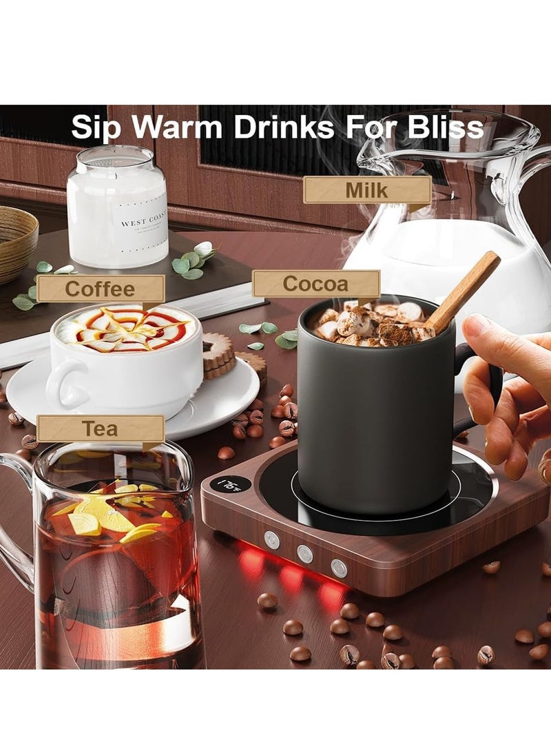 DMG TECH Coffee Cup Heater, Intelligent Heating Pad with LED light, 3 Heat Settings, 4H Auto Shut Off, Cup Heater, Efficient Heats Up Quickly Coffee Cup Warmer for Home and Office（wood grain color）  - Image 5
