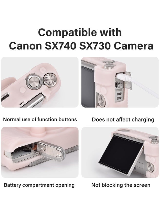 Silicone Case Compatible for Canon Powershot SX740 SX730 HS Digital Camera Soft Rubber SX740 HS Protective Sleeve with Removable Lens Cover a Tempered Glass Screen Protector Anti Slip Anti Scratch Jelly Pink - Image 4