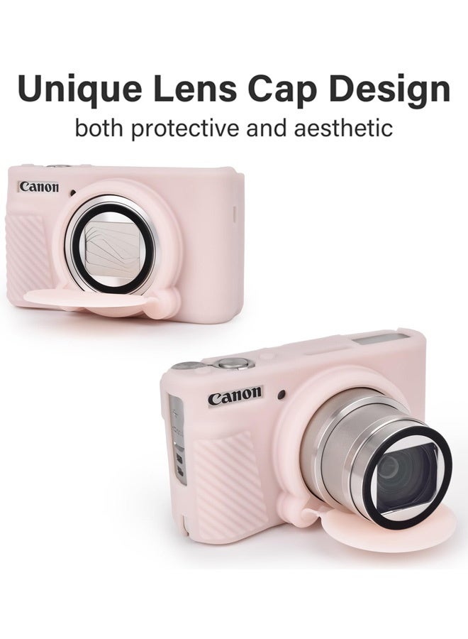Silicone Case Compatible for Canon Powershot SX740 SX730 HS Digital Camera Soft Rubber SX740 HS Protective Sleeve with Removable Lens Cover a Tempered Glass Screen Protector Anti Slip Anti Scratch Jelly Pink - Image 3