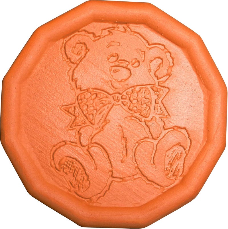 JBK Pottery Terracotta Brown Sugar Saver – Handmade Terra Cotta Sugar Keeper with Decorative Discs – Food-Safe Brown Sugar Keeper, Made in the USA - Ribbon Bear - Image 1