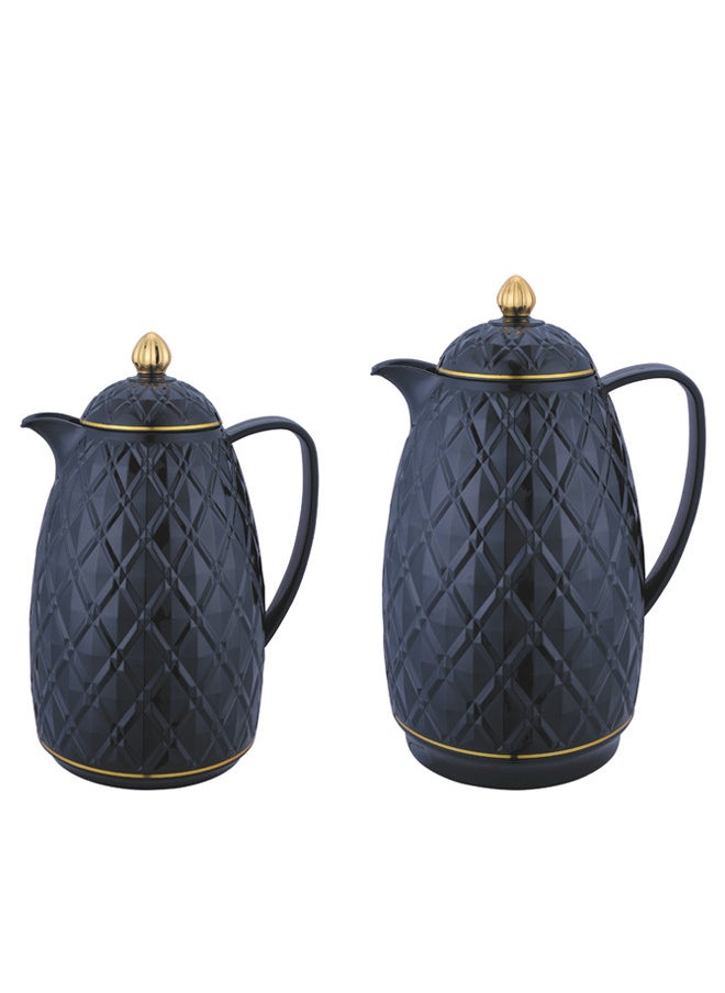 REEM - 2-Piece Tea/Coffee Flask Set 0.6L & 1L Black/Gold - Image 1