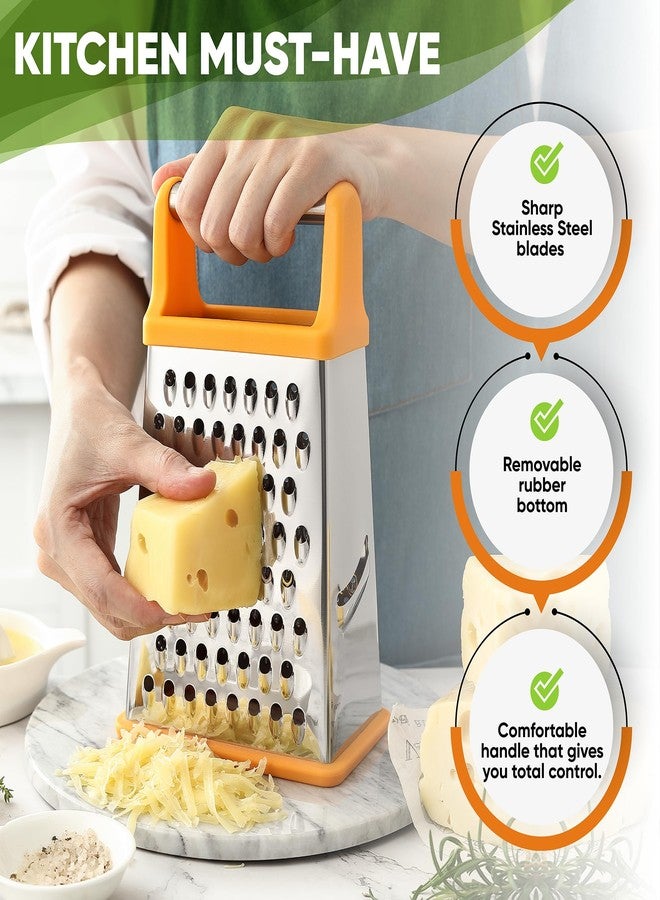 Spring Chef Handheld Stainless Steel XL Parmesan Cheese Grater with Handle - 4 Sided Manual Box Grater for Kitchen - Dishwasher Safe Cheese Shredder for Carrot, Potato, Vegetables, Hash Brown - Mango - Image 3