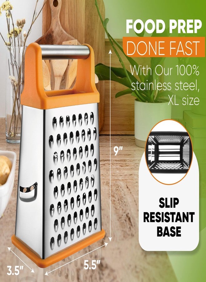 Spring Chef Handheld Stainless Steel XL Parmesan Cheese Grater with Handle - 4 Sided Manual Box Grater for Kitchen - Dishwasher Safe Cheese Shredder for Carrot, Potato, Vegetables, Hash Brown - Mango - Image 4