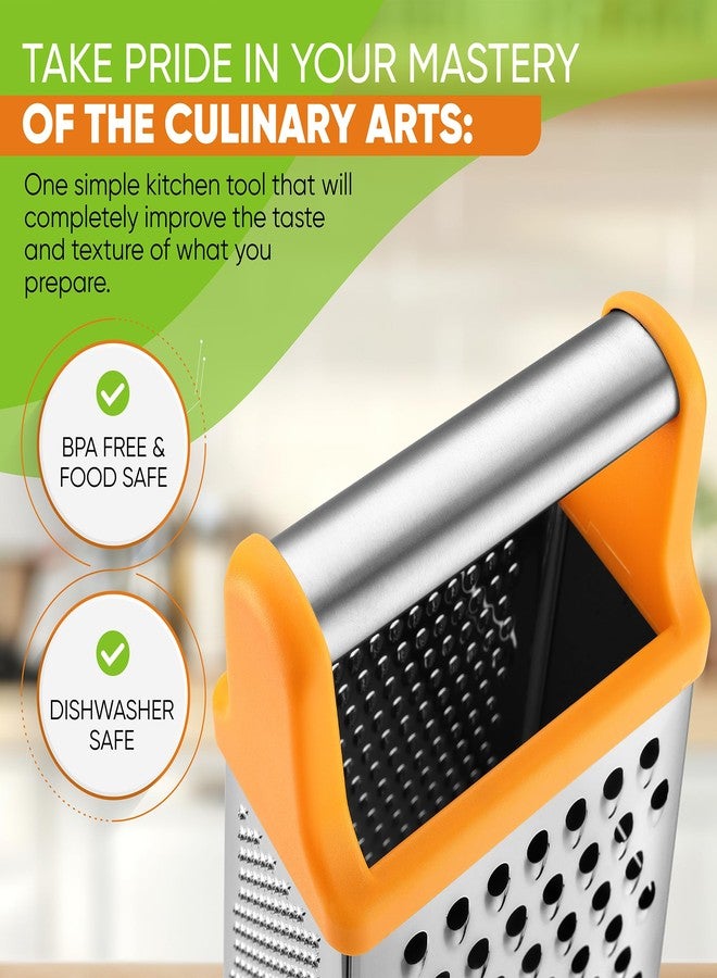 Spring Chef Handheld Stainless Steel XL Parmesan Cheese Grater with Handle - 4 Sided Manual Box Grater for Kitchen - Dishwasher Safe Cheese Shredder for Carrot, Potato, Vegetables, Hash Brown - Mango - Image 5