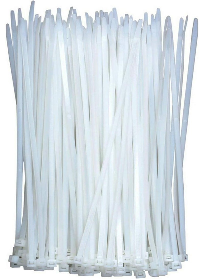 ربطات كابلات بيضاء (عبوة من 100)، ربطات سلكية ذات قوة شد، ذاتية القفل من النايلون البلاستيكي المتين للاستخدام في المكتب والمنزل والأنشطة الخارجية