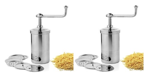 FIRST FRONT Sev Sancha Machine with Free 6 Different Jali for Making Different Types of Sevaiya Sev Gathiya Murukku Chakli Bhujia Pack of 2