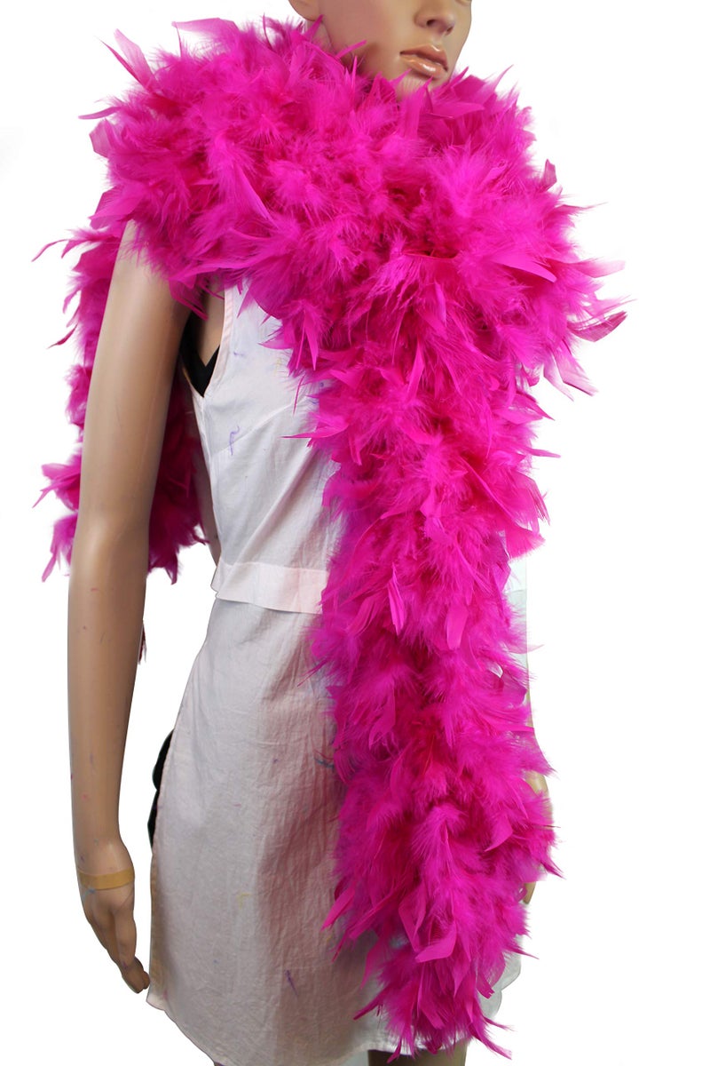 Flydreamfeathers 100 Gram 2 Yard Long Chandelle Feather Boa over 10 Colors, Great for Party, Wedding, Costume (Hot Pink Color) - Image 3
