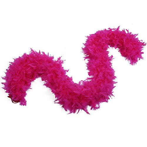 Flydreamfeathers 100 Gram 2 Yard Long Chandelle Feather Boa over 10 Colors, Great for Party, Wedding, Costume (Hot Pink Color) - Image 1