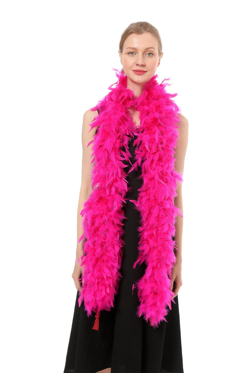 Flydreamfeathers 100 Gram 2 Yard Long Chandelle Feather Boa over 10 Colors, Great for Party, Wedding, Costume (Hot Pink Color) - Image 2