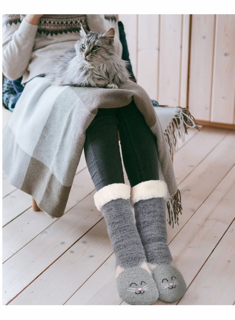SYOSI Slipper Socks Cute Warm Cosy Fluffy Socks Thick Cozy Socks Ladies Bed Socks Cabin Warm Socks, Non Slip Fluffy Socks Fleece Cute Warm Cosy Winter Gifts for Women and Girls - Image 2