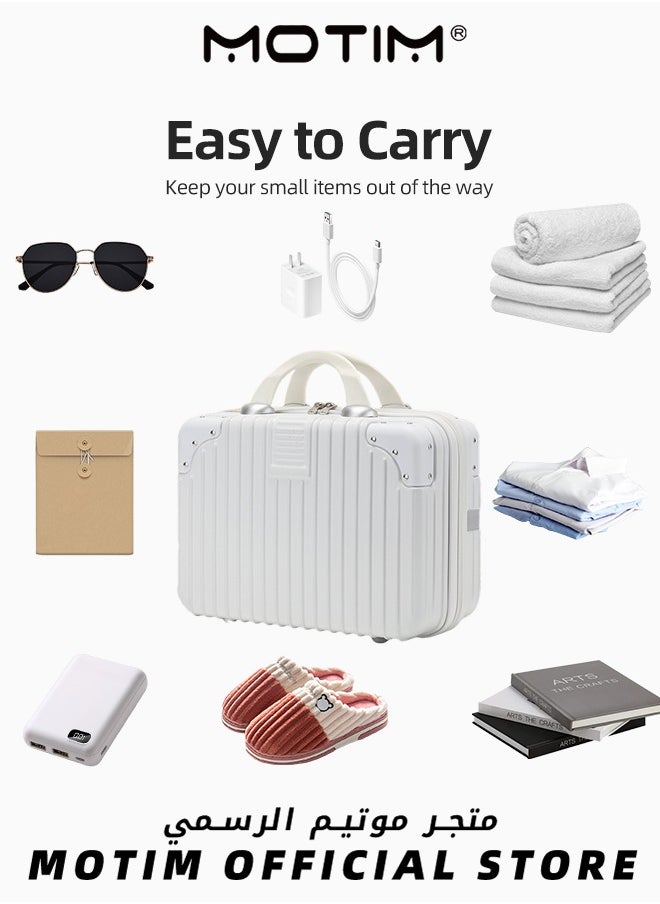 Motim - 14 inch Mini Suitcase Travel Portable Storage Bag Waterproof ABS Hard Shell Carry-On Case with Elastic Strap and Zipper to Hang on Carry-On Luggage - Image 1