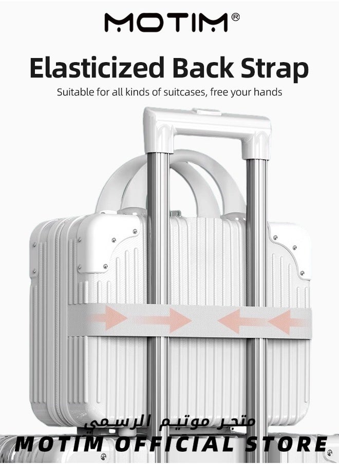 Motim - 14 inch Mini Suitcase Travel Portable Storage Bag Waterproof ABS Hard Shell Carry-On Case with Elastic Strap and Zipper to Hang on Carry-On Luggage - Image 1