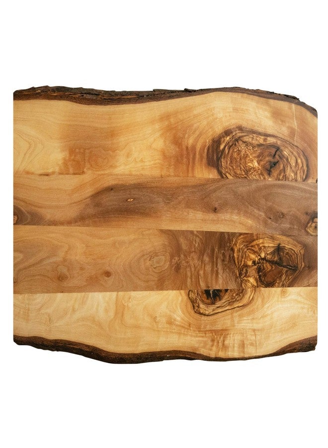 Thirteen Chefs Tramanto Farmhouse Wooden Serving Board with Bark, Rustic Olive Wood Platter 15 x 10 Inch - Image 2