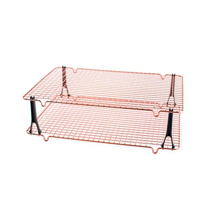 Set Of 2 Stackable Cooling Racks With 4 Snap-In Stacking Legs, 42 * 29cm, -Plated Grids, Sturdy, Stackers Snap Together For Storage, Fridge and Freezer-Friendly, 43727 - Image 1