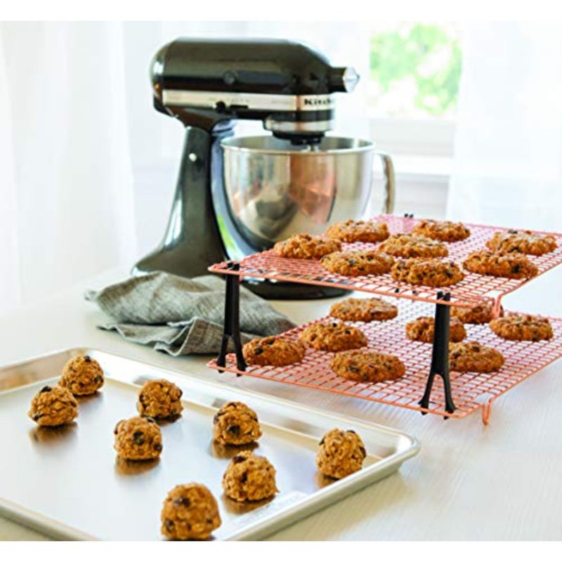 Set Of 2 Stackable Cooling Racks With 4 Snap-In Stacking Legs, 42 * 29cm, -Plated Grids, Sturdy, Stackers Snap Together For Storage, Fridge and Freezer-Friendly, 43727 - Image 4