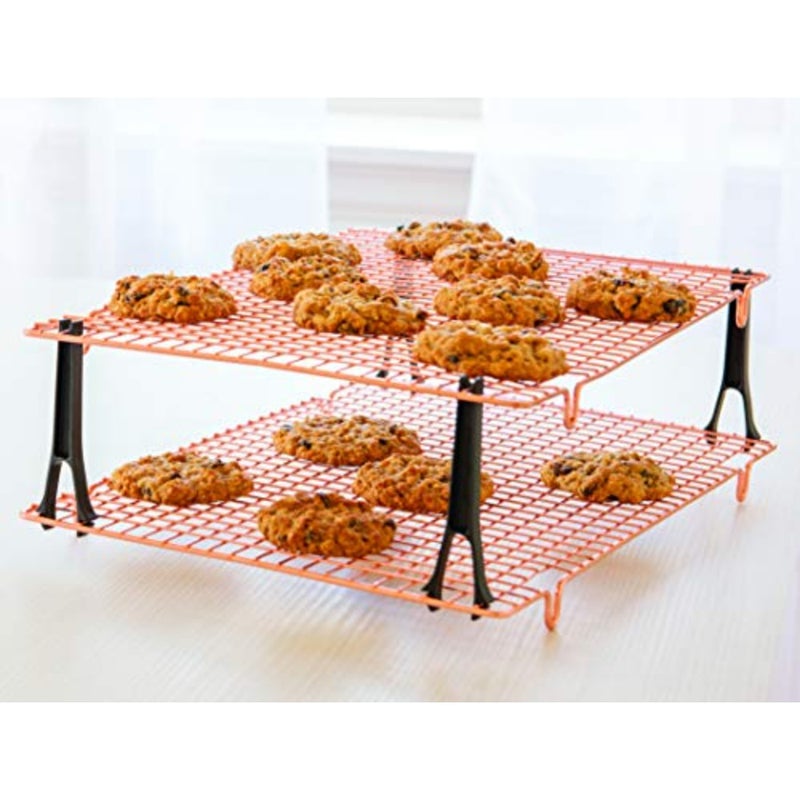 Set Of 2 Stackable Cooling Racks With 4 Snap-In Stacking Legs, 42 * 29cm, -Plated Grids, Sturdy, Stackers Snap Together For Storage, Fridge and Freezer-Friendly, 43727 - Image 5