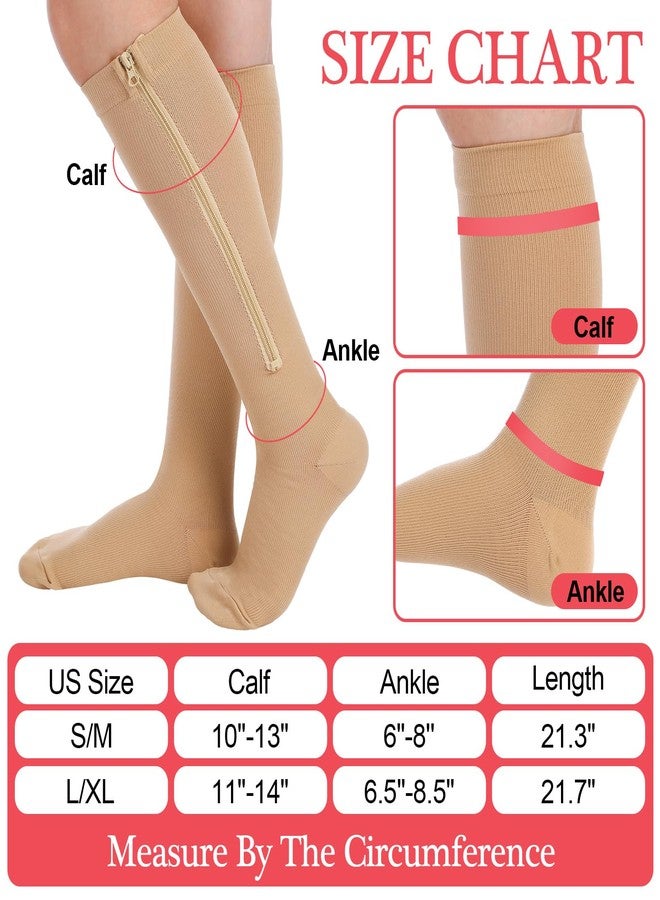 Tarpop 4 Pairs Women Zipper Compression Sock Colorful 20-30mmhg Compression Stockings with Zipper for Women Swelling Edema(L/xl) - Image 3