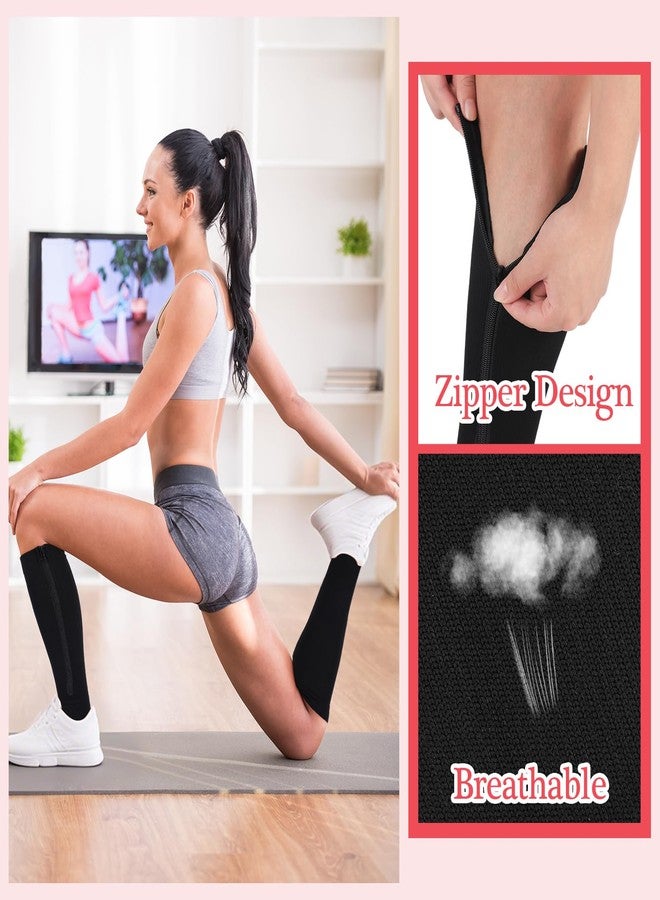 Tarpop 4 Pairs Women Zipper Compression Sock Colorful 20-30mmhg Compression Stockings with Zipper for Women Swelling Edema(L/xl) - Image 5