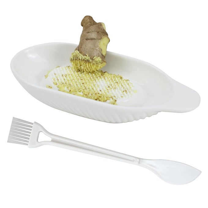 CERAMIC GINGER GRATER PLATE WITH SCRAPER FOR GRINDING WASABI GINGER GARLIC CHEESE FRUITS VEGETABLES