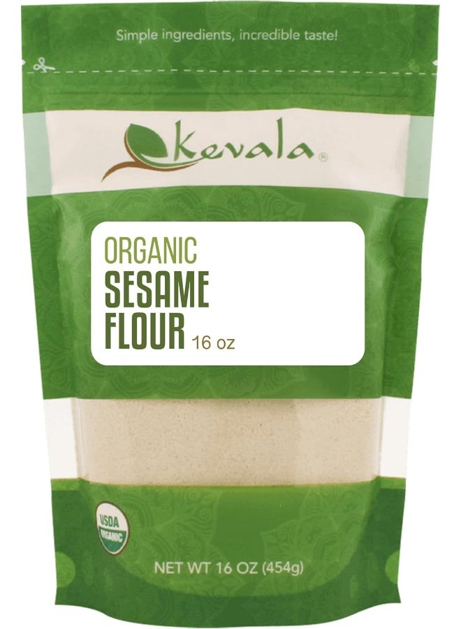 Kevala Organic Sesame Flour - 16 oz - 1 LB - Gluten Free - Sesame Seeds Organic - Vegan Flour - Raw Unhulled Seeds - Image 1