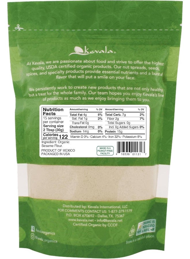 Kevala Organic Sesame Flour - 16 oz - 1 LB - Gluten Free - Sesame Seeds Organic - Vegan Flour - Raw Unhulled Seeds - Image 2