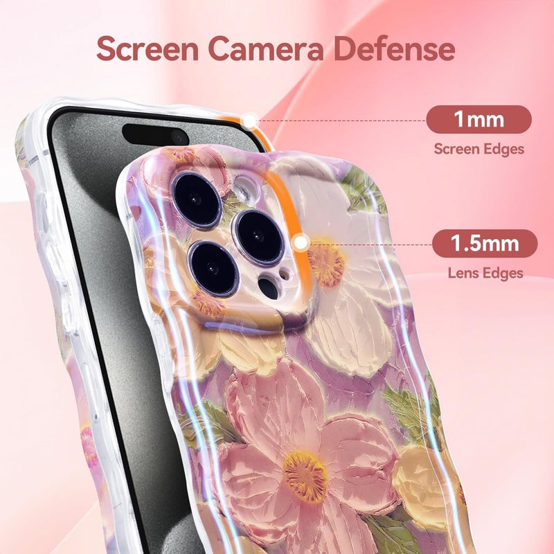 T iPhone 15 Max - Floral Oil Painting Design with Lens - Image 3