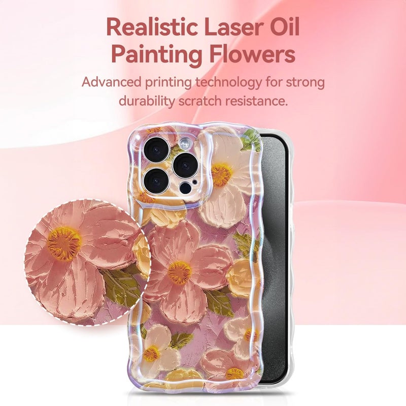 T iPhone 15 Max - Floral Oil Painting Design with Lens - Image 2