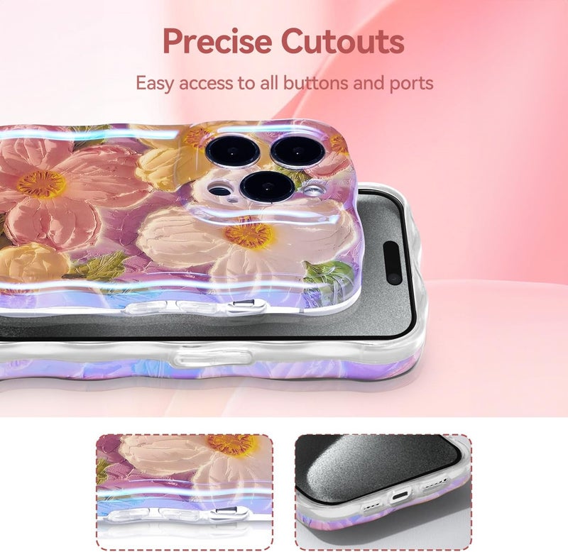 T iPhone 15 Max - Floral Oil Painting Design with Lens - Image 4