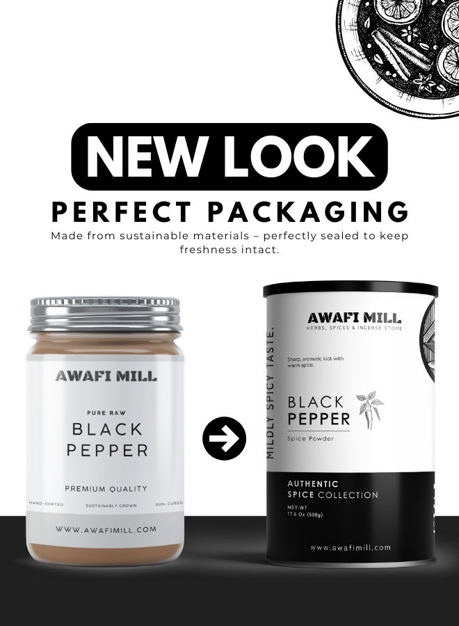 أباميك مسحوق الفلفل الأسود من أوافي ميل (Piper nigrum) | فلفل مطحون ناعم للطبخ اليومي، والتتبيلات، والبهارات | حرارة حادة وعطرية - 500 غرام | 17.6 أونصة - Image 2