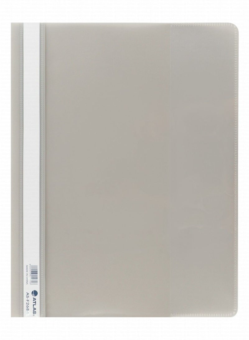 ATLAS 12-Piece Flat Clear View Folder File Grey
