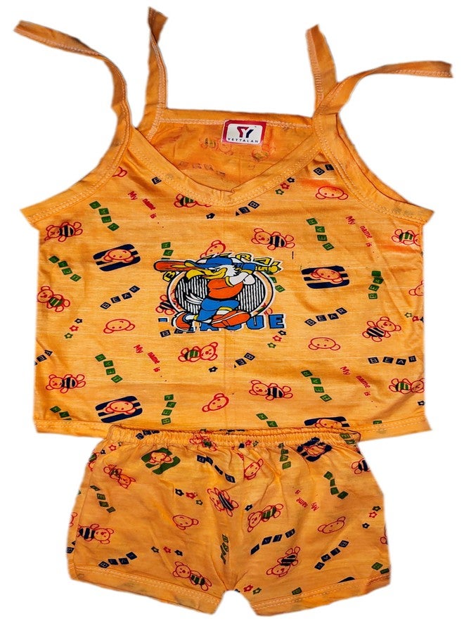 YETTALAN® New Born Baby Unisex Soft Cotton Printed Sleeveless Jhabla & Shirts with Matching Shorts (Pack of 5) | Comfortable & Stylish Infant Clothing Set (Multicolour, 0-3 Months) - Image 4