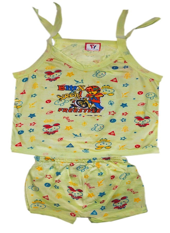 YETTALAN® New Born Baby Unisex Soft Cotton Printed Sleeveless Jhabla & Shirts with Matching Shorts (Pack of 5) | Comfortable & Stylish Infant Clothing Set (Multicolour, 0-3 Months) - Image 5