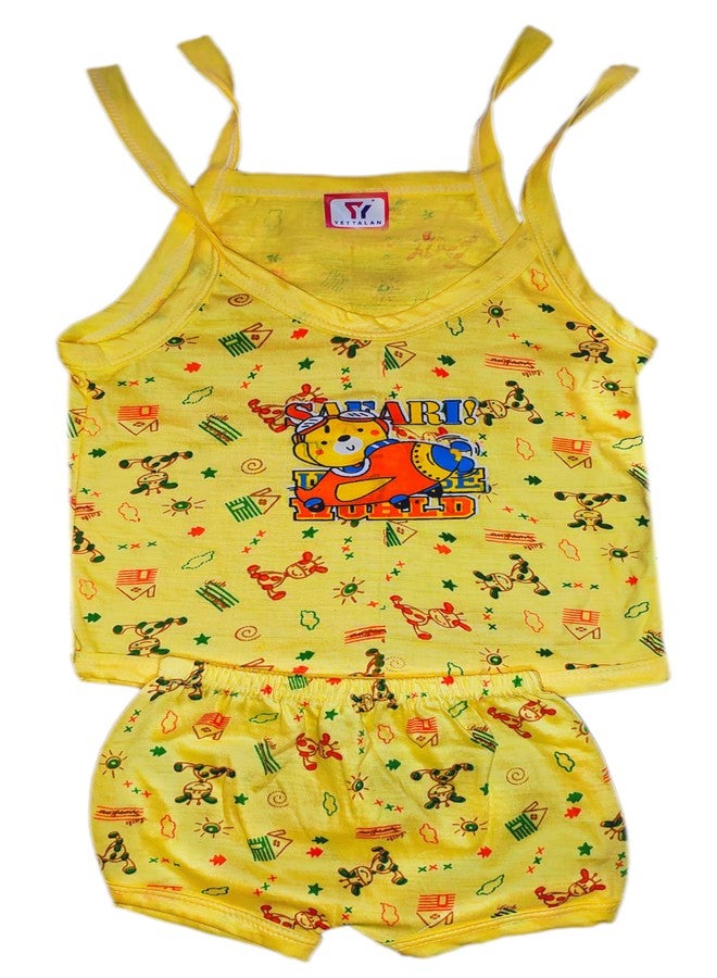 YETTALAN® New Born Baby Unisex Soft Cotton Printed Sleeveless Jhabla & Shirts with Matching Shorts (Pack of 5) | Comfortable & Stylish Infant Clothing Set (Multicolour, 0-3 Months) - Image 3