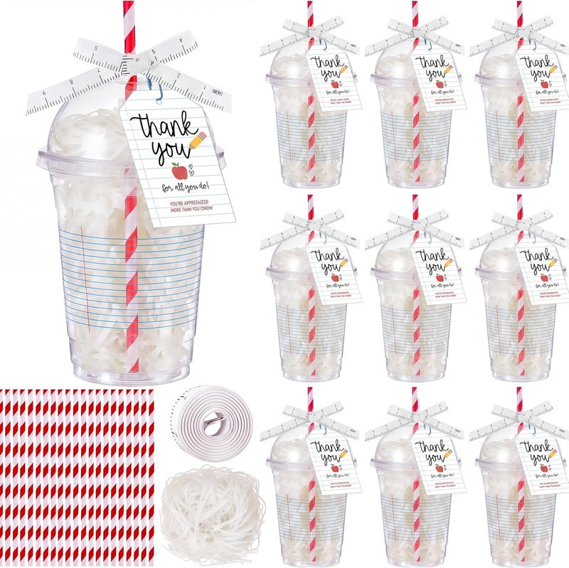 LemonRoad 6 Sets Teacher Appreciation Gifts Bulk, Plastic Coffee Cup Container Gift Card Holder, Teacher Week Thank You Gifts Graduation Back to School End of Year Ornaments (Notebook,Blue White) - Image 1